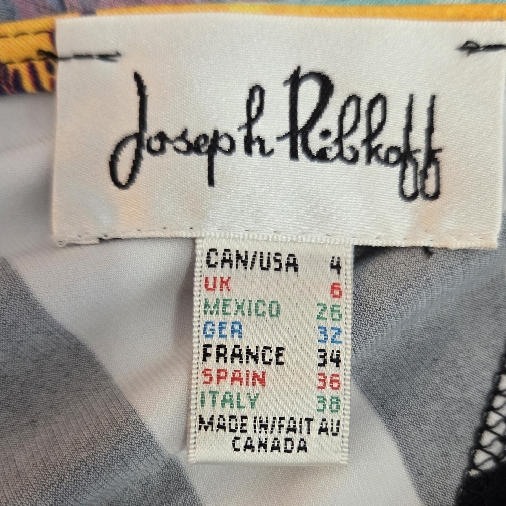 Joseph Ribkoff Multicolor Abstract Blouse With Split Back Size 4 - Picture 4 of 4